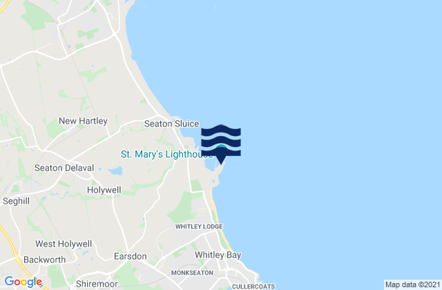 Mapa da tábua de marés em Saint Mary’s Island Lighthouse, United Kingdom