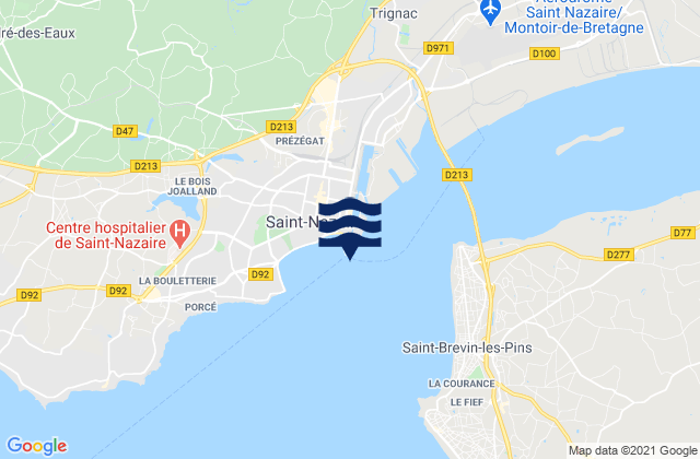 Mapa da tábua de marés em Saint Nazaire, France
