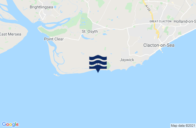 Mapa da tábua de marés em Saint Osyth, United Kingdom