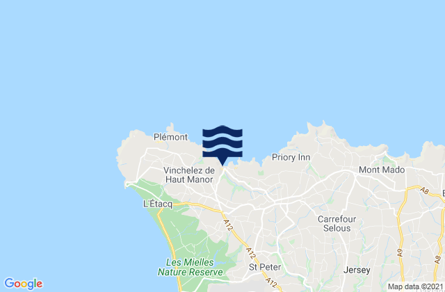 Mapa da tábua de marés em Saint Ouen, Jersey