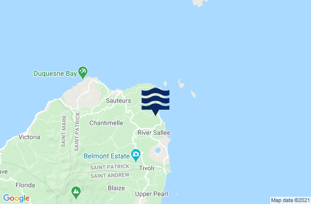 Mapa da tábua de marés em Saint Patrick, Grenada
