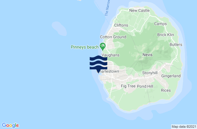 Mapa da tábua de marés em Saint Paul Charlestown, Saint Kitts and Nevis
