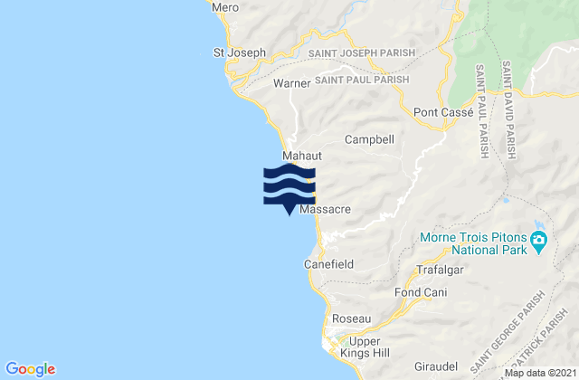 Mapa da tábua de marés em Saint Paul, Dominica
