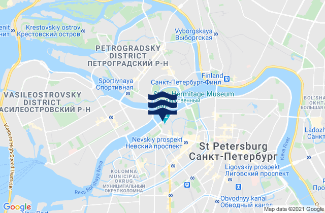 Mapa da tábua de marés em Saint Petersburg, Russia