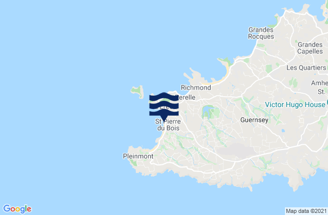 Mapa da tábua de marés em Saint Pierre du Bois, Guernsey
