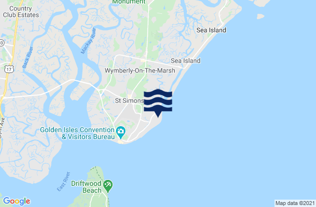 Mapa da tábua de marés em Saint Simons Island, United States