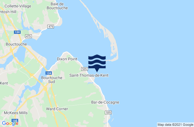 Mapa da tábua de marés em Saint Thomas De Kent, Canada