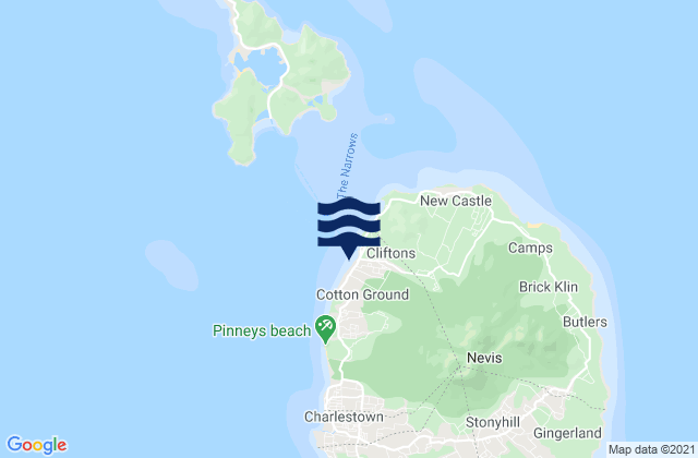 Mapa da tábua de marés em Saint Thomas Lowland, Saint Kitts and Nevis