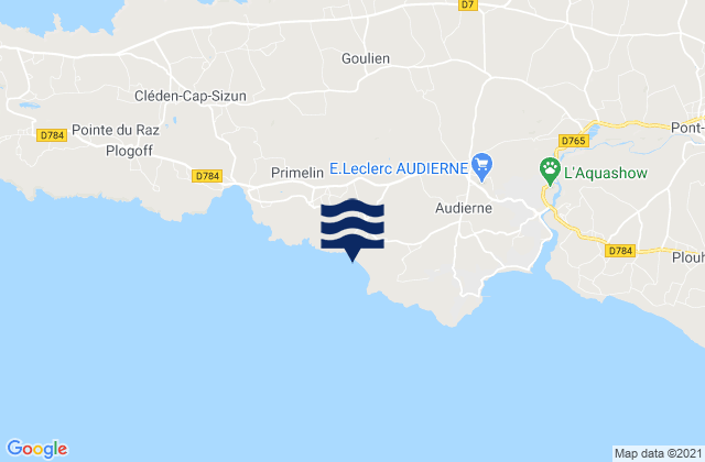 Mapa da tábua de marés em Saint Tugen, France
