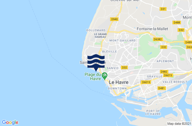Mapa da tábua de marés em Sainte-Adresse, France