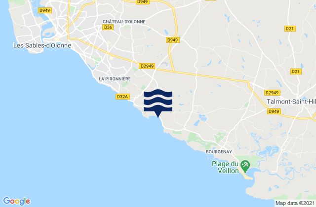 Mapa da tábua de marés em Sainte-Foy, France