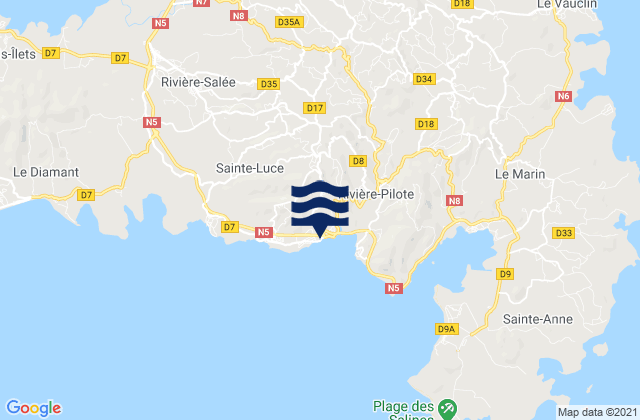 Mapa da tábua de marés em Sainte-Luce, Martinique