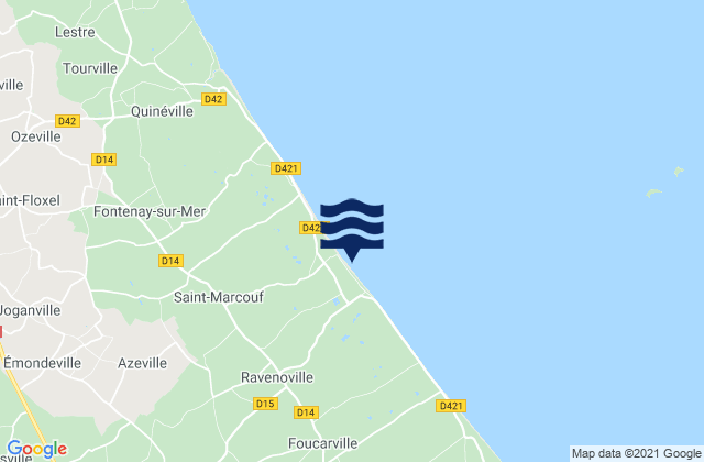 Mapa da tábua de marés em Sainte-Mère-Église, France