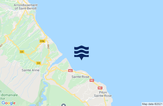 Mapa da tábua de marés em Sainte-Rose, Reunion