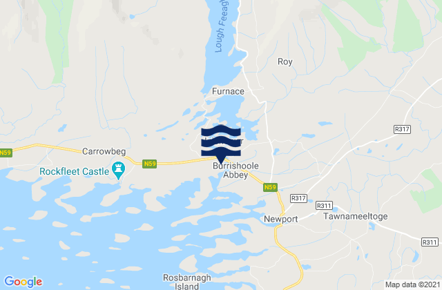 Mapa da tábua de marés em Saint’s Island, Ireland