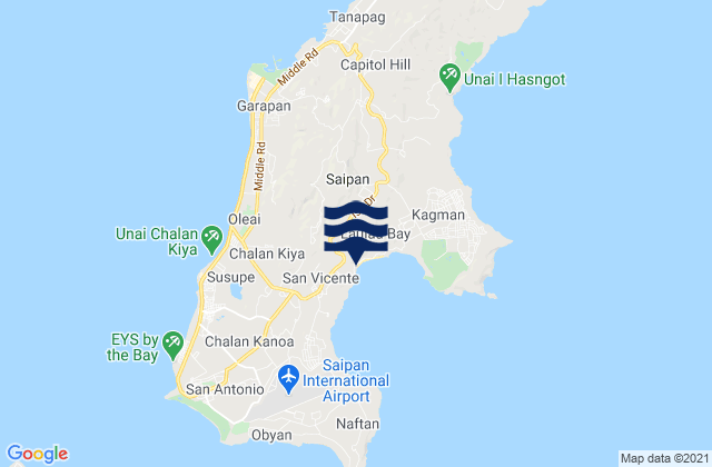 Mapa da tábua de marés em Saipan Municipality, Northern Mariana Islands