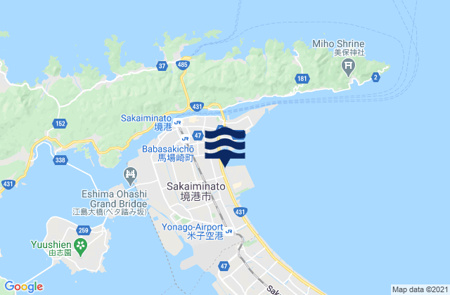 Mapa da tábua de marés em Sakaiminato Shi, Japan