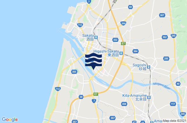 Mapa da tábua de marés em Sakata Shi, Japan