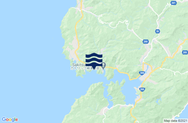 Mapa da tábua de marés em Sakitsu Wan Amakusa Shimo Shima, Japan