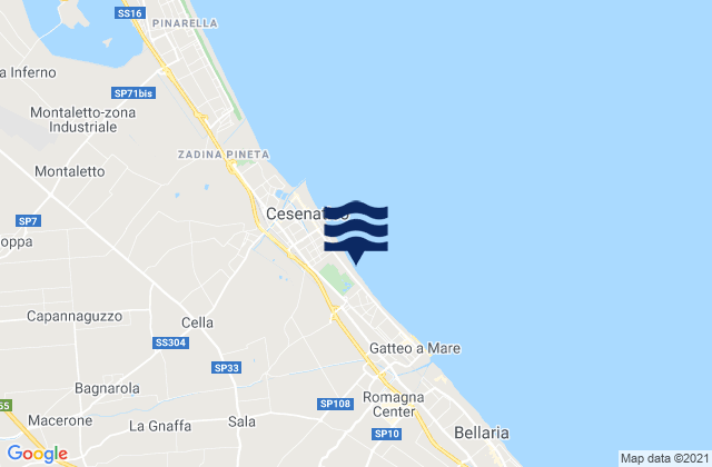 Mapa da tábua de marés em Sala, Italy