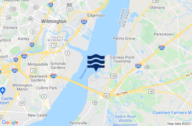 Mapa da tábua de marés em Salem Canal entrance River, United States