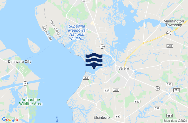 Mapa da tábua de marés em Salem River entrance, United States