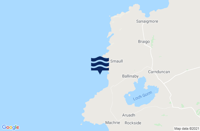 Mapa da tábua de marés em Saligo Bay, United Kingdom