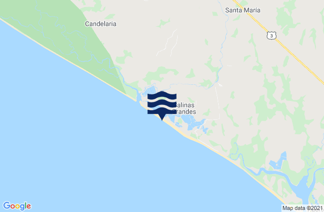 Mapa da tábua de marés em Salinas Grandes, Nicaragua