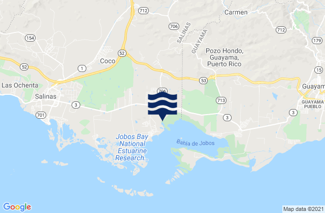 Mapa da tábua de marés em Salinas Municipio, Puerto Rico