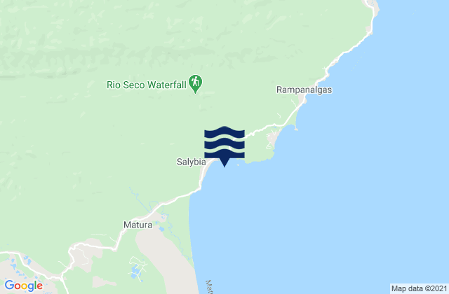 Mapa da tábua de marés em Saline Bay, Trinidad and Tobago