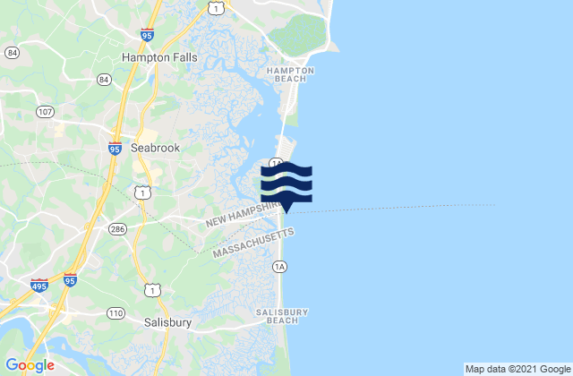 Mapa da tábua de marés em Salisbury Beach, United States