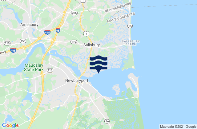 Mapa da tábua de marés em Salisbury, United States