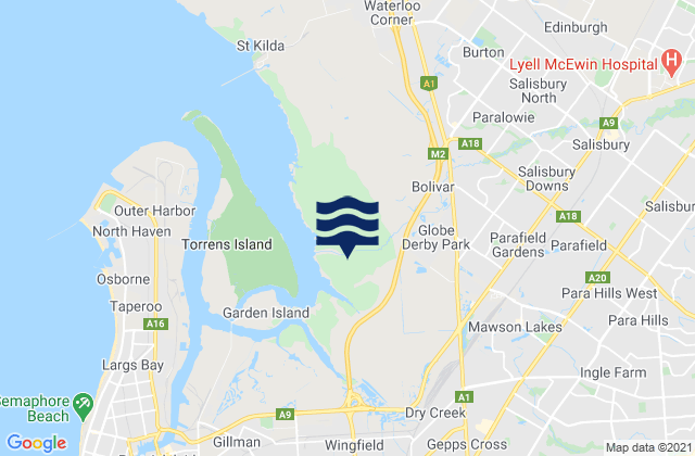Mapa da tábua de marés em Salisbury, Australia