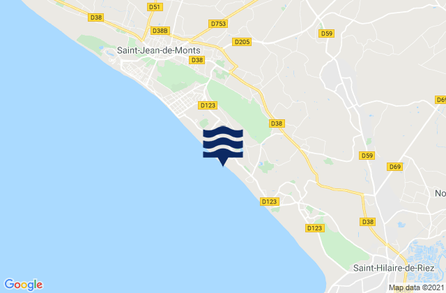 Mapa da tábua de marés em Sallertaine, France