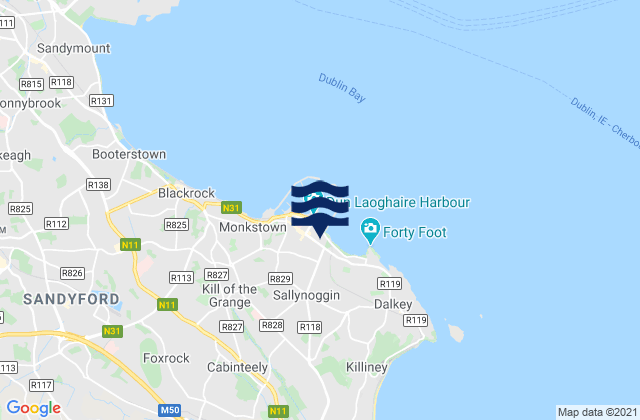 Mapa da tábua de marés em Sallynoggin, Ireland