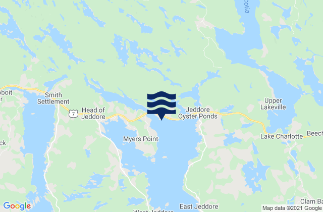 Mapa da tábua de marés em Salmon River Bridge, Canada