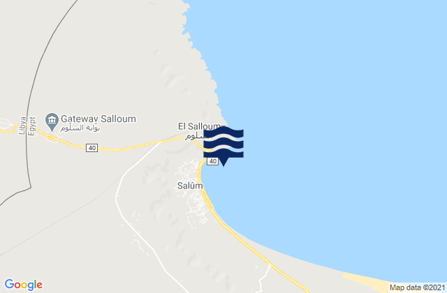 Mapa da tábua de marés em Saloum, Egypt