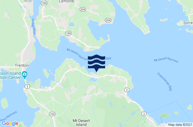 Mapa da tábua de marés em Salsbury Cove, United States