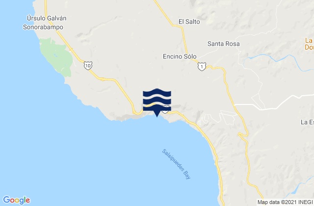 Mapa da tábua de marés em Salsipuedes, Mexico
