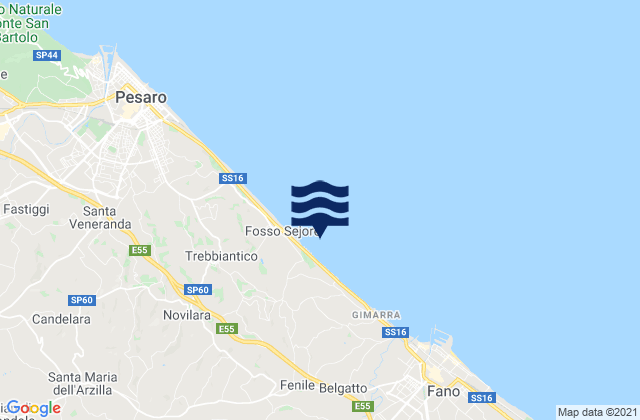 Mapa da tábua de marés em Saltara, Italy