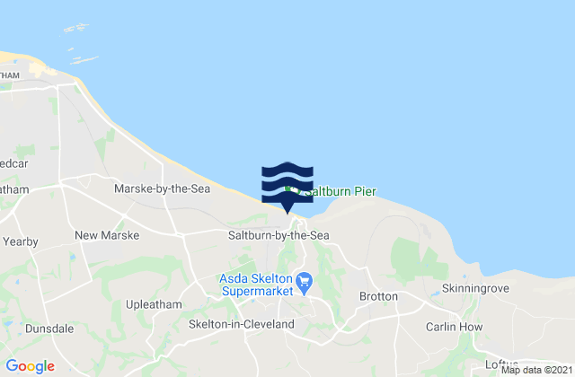 Mapa da tábua de marés em Saltburn-by-the-Sea, United Kingdom