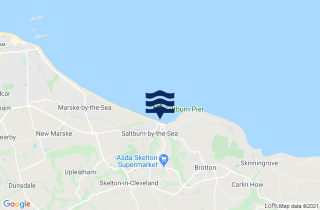 Mapa da tábua de marés em Saltburn Beach, United Kingdom
