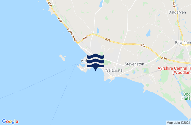 Mapa da tábua de marés em Saltcoats Beach, United Kingdom