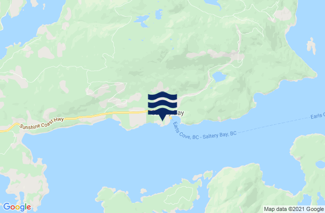 Mapa da tábua de marés em Saltery Bay, Canada