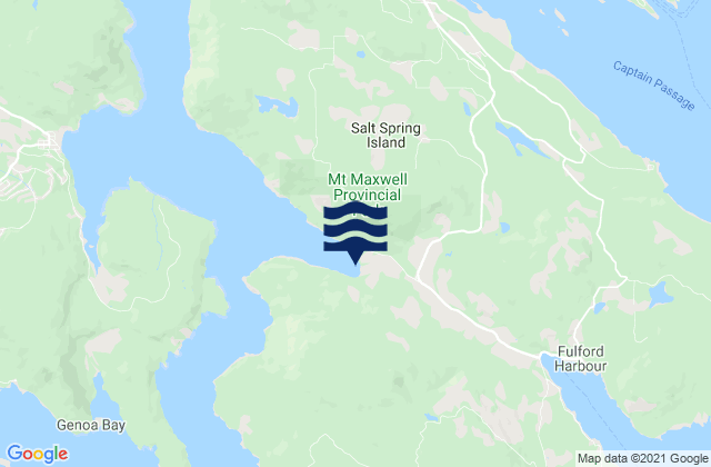 Mapa da tábua de marés em Saltspring Island, Canada