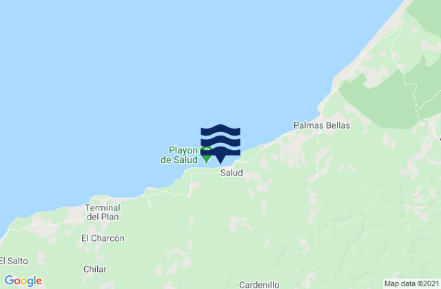 Mapa da tábua de marés em Salud, Panama