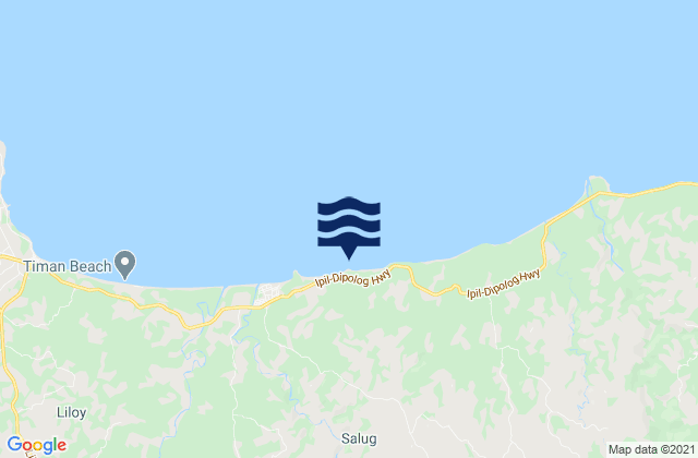 Mapa da tábua de marés em Salug, Philippines