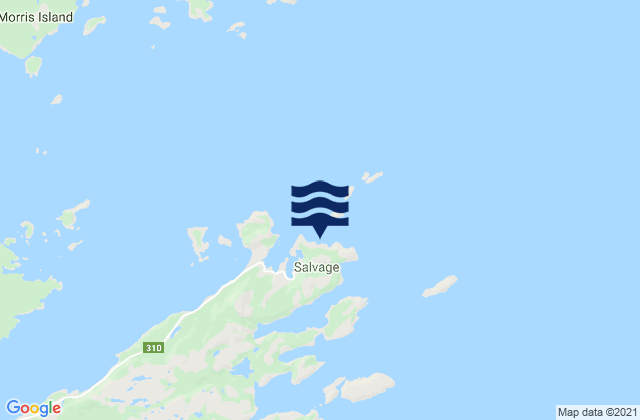 Mapa da tábua de marés em Salvage, Canada
