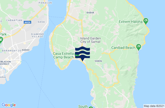 Mapa da tábua de marés em Samal, Philippines