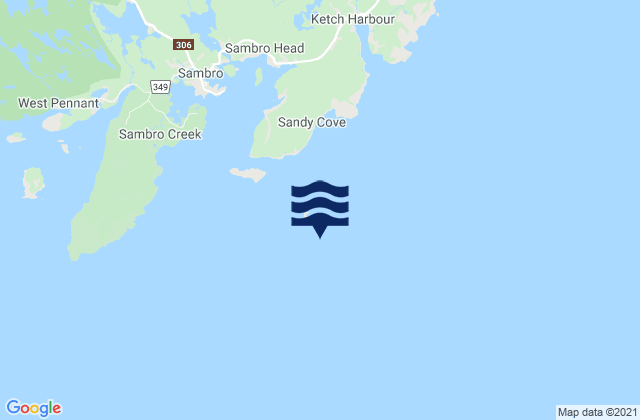 Mapa da tábua de marés em Sambro Island, Canada